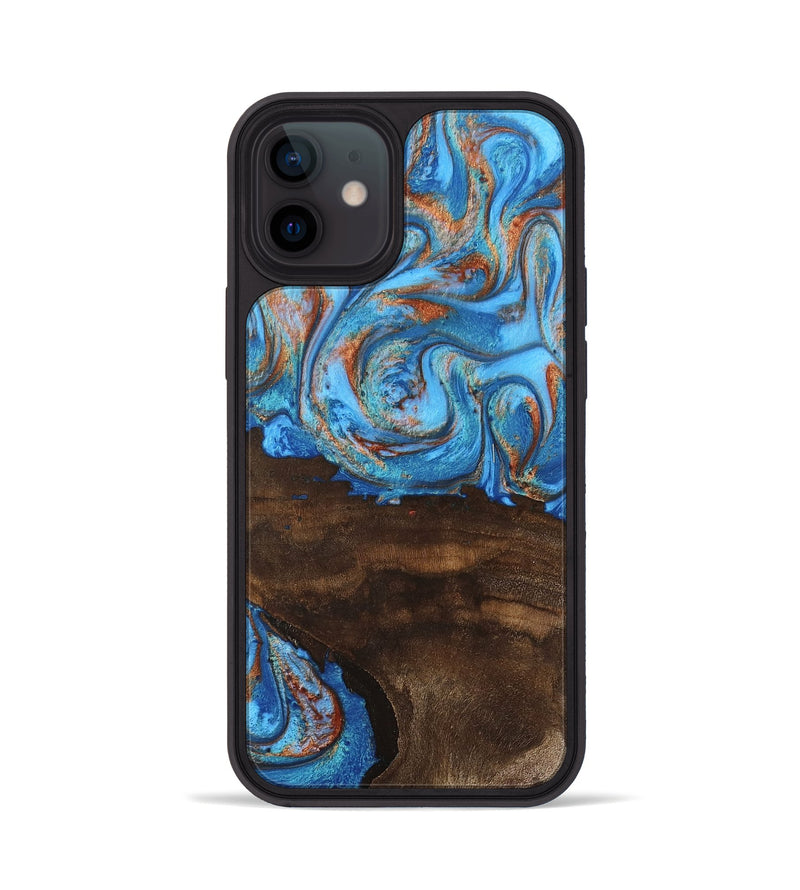 iPhone 12 Wood Phone Case - Emersyn (Teal & Gold, 746069)