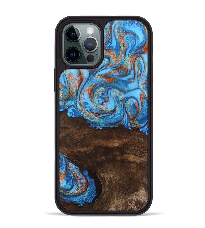 iPhone 12 Pro Max Wood Phone Case - Emersyn (Teal & Gold, 746069)