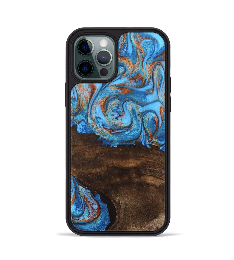 iPhone 12 Pro Wood Phone Case - Emersyn (Teal & Gold, 746069)