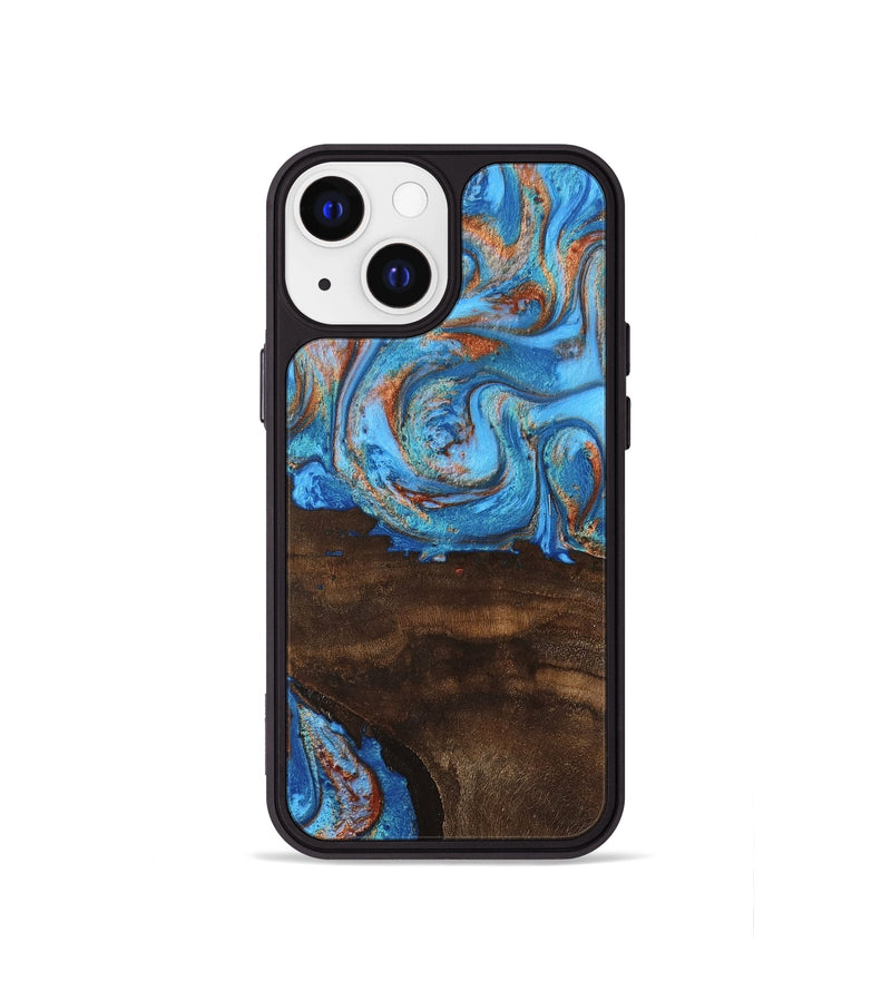 iPhone 13 mini Wood Phone Case - Emersyn (Teal & Gold, 746069)