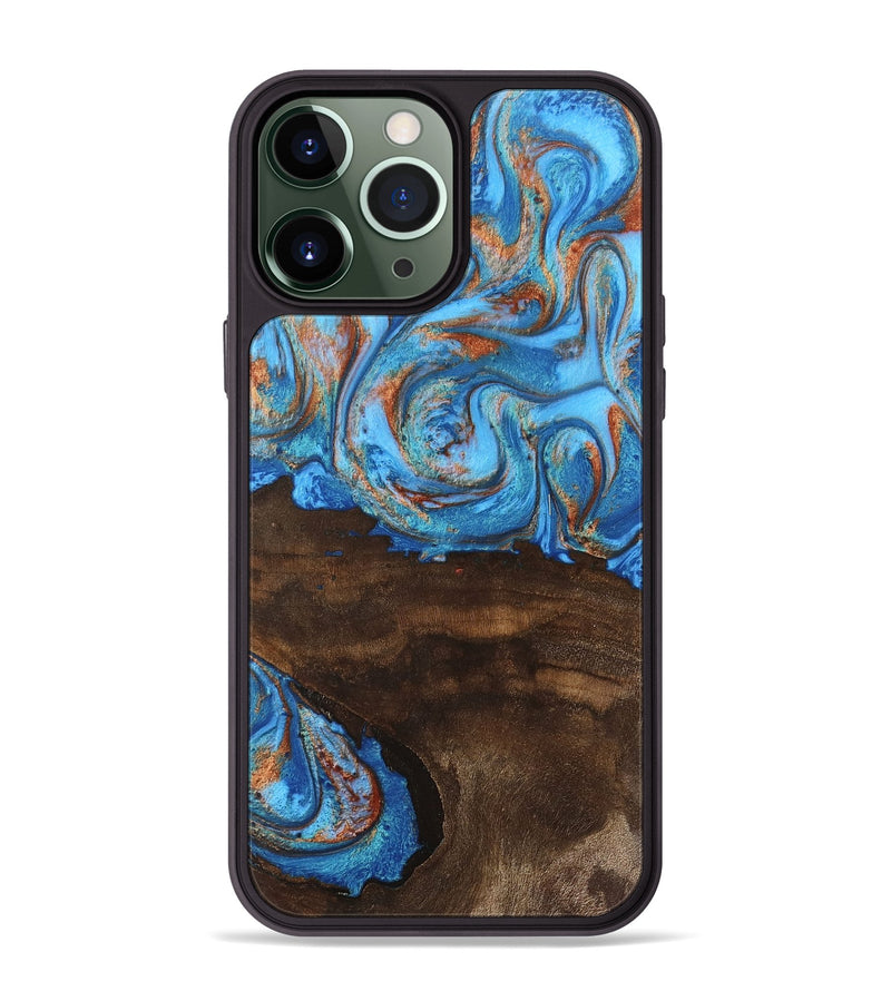 iPhone 13 Pro Max Wood Phone Case - Emersyn (Teal & Gold, 746069)