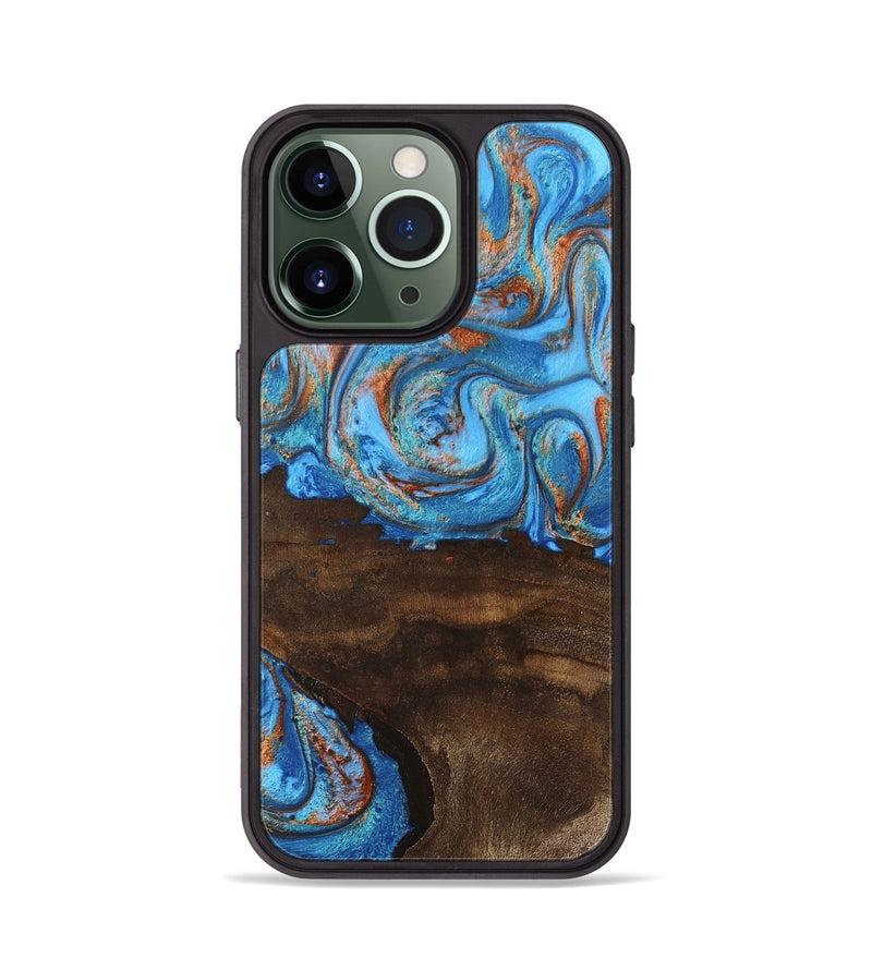 iPhone 13 Pro Wood Phone Case - Emersyn (Teal & Gold, 746069)