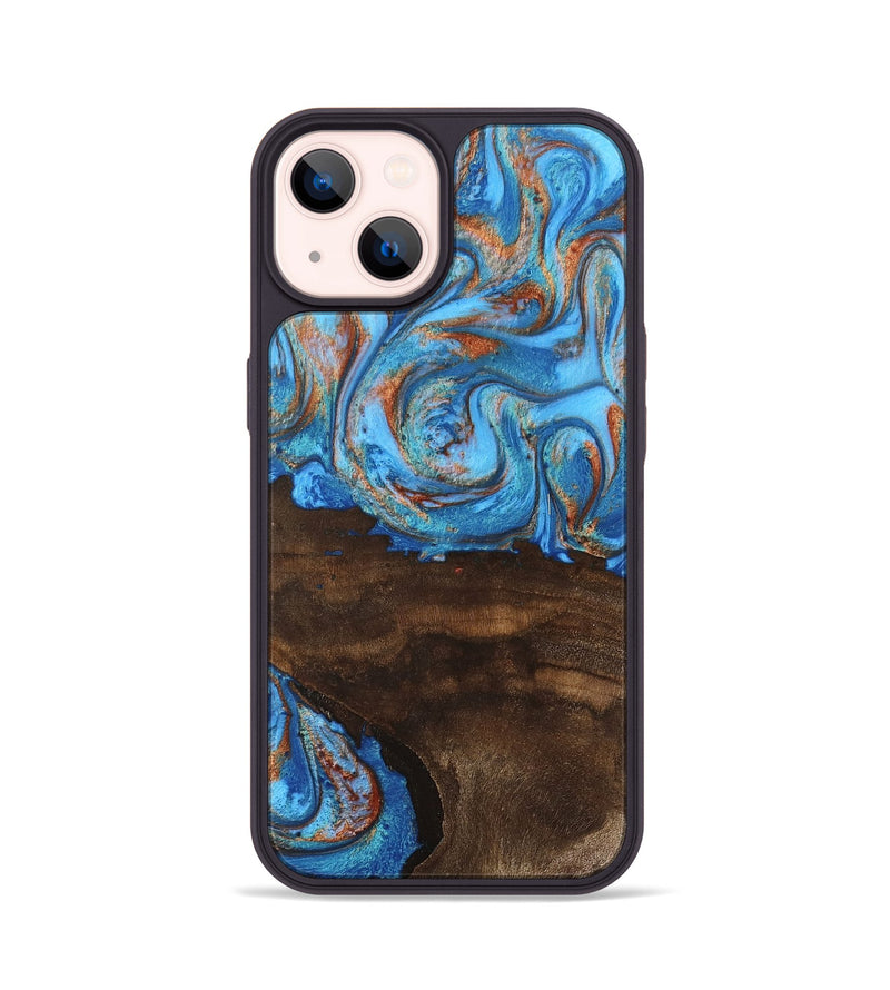 iPhone 14 Wood Phone Case - Emersyn (Teal & Gold, 746069)