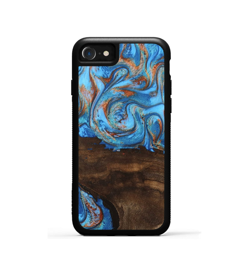 iPhone SE Wood Phone Case - Emersyn (Teal & Gold, 746069)