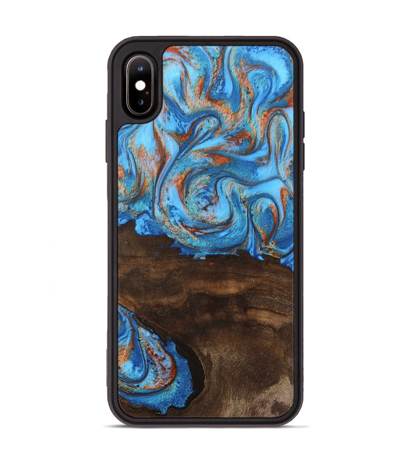 iPhone Xs Max Wood Phone Case - Emersyn (Teal & Gold, 746069)