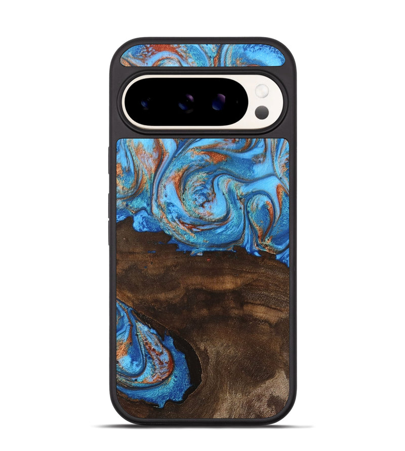 Pixel 9 Wood Phone Case - Emersyn (Teal & Gold, 746069)