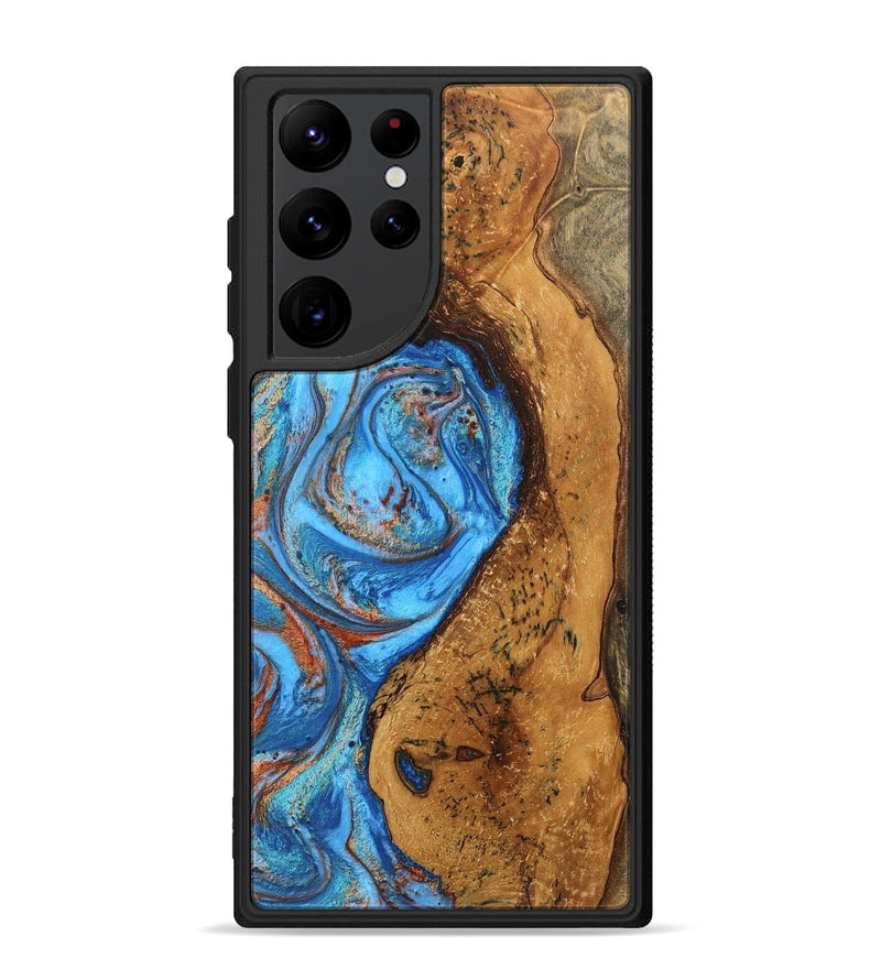 Galaxy S22 Ultra Wood Phone Case - Rocky (Teal & Gold, 746070)