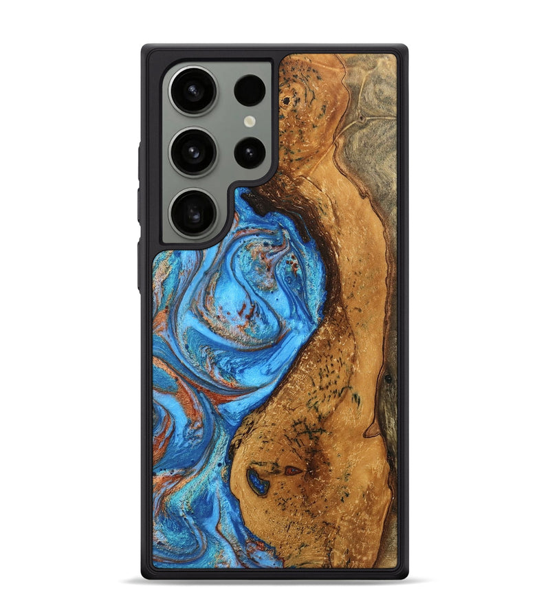 Galaxy S24 Ultra Wood Phone Case - Rocky (Teal & Gold, 746070)