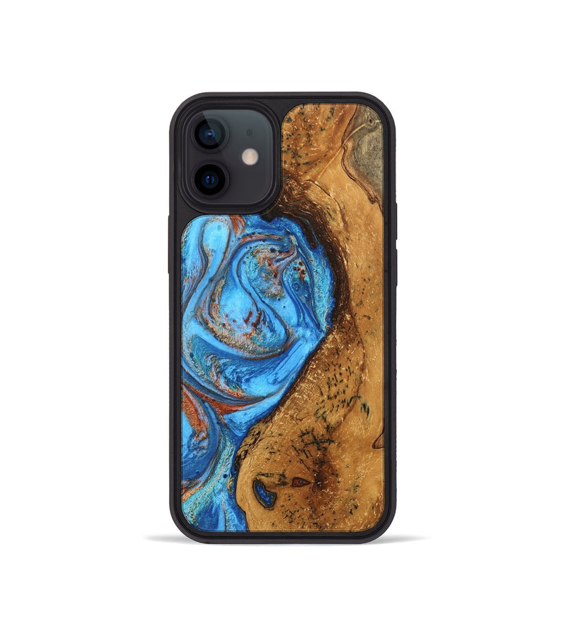 iPhone 12 mini Wood Phone Case - Rocky (Teal & Gold, 746070)