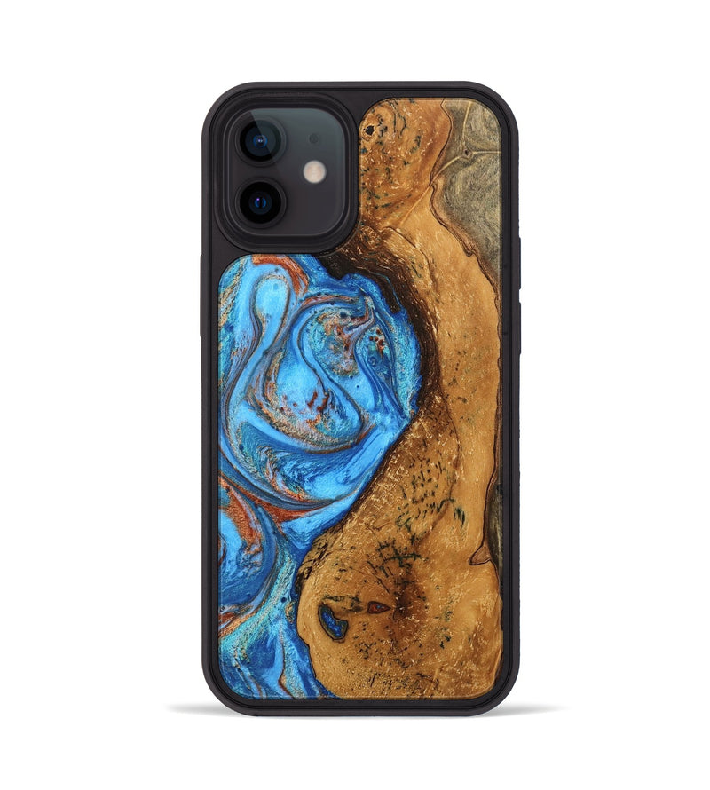 iPhone 12 Wood Phone Case - Rocky (Teal & Gold, 746070)