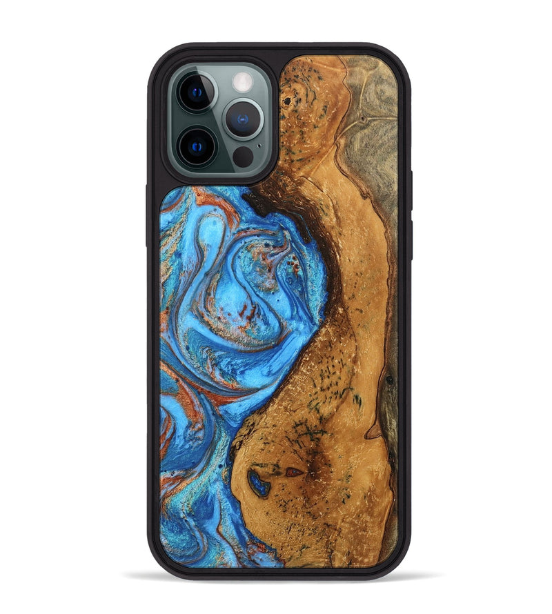 iPhone 12 Pro Max Wood Phone Case - Rocky (Teal & Gold, 746070)