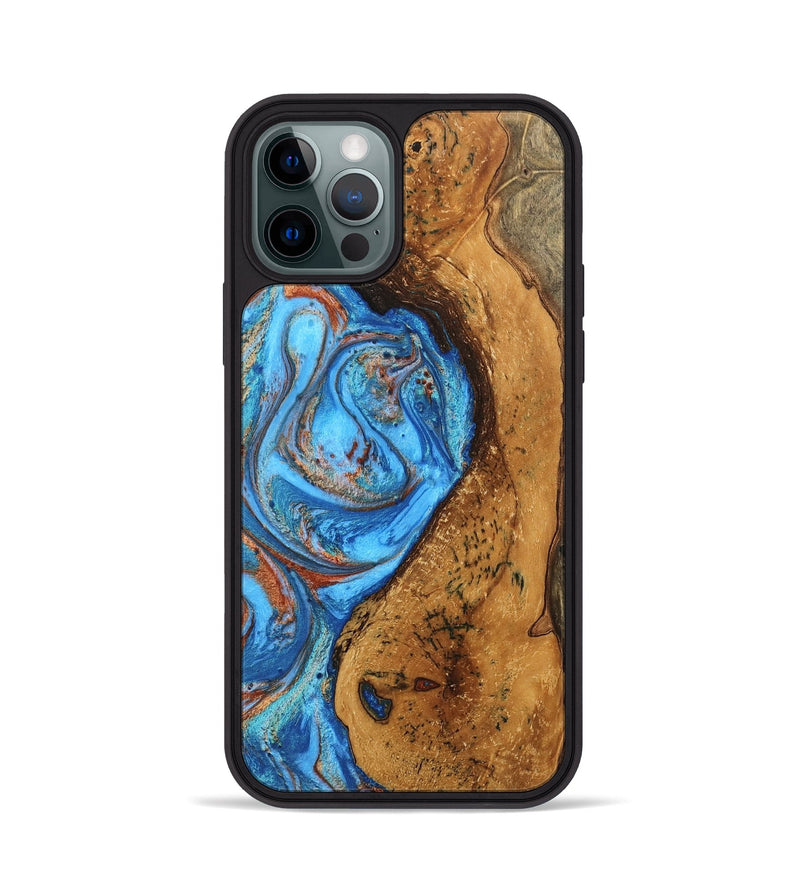 iPhone 12 Pro Wood Phone Case - Rocky (Teal & Gold, 746070)