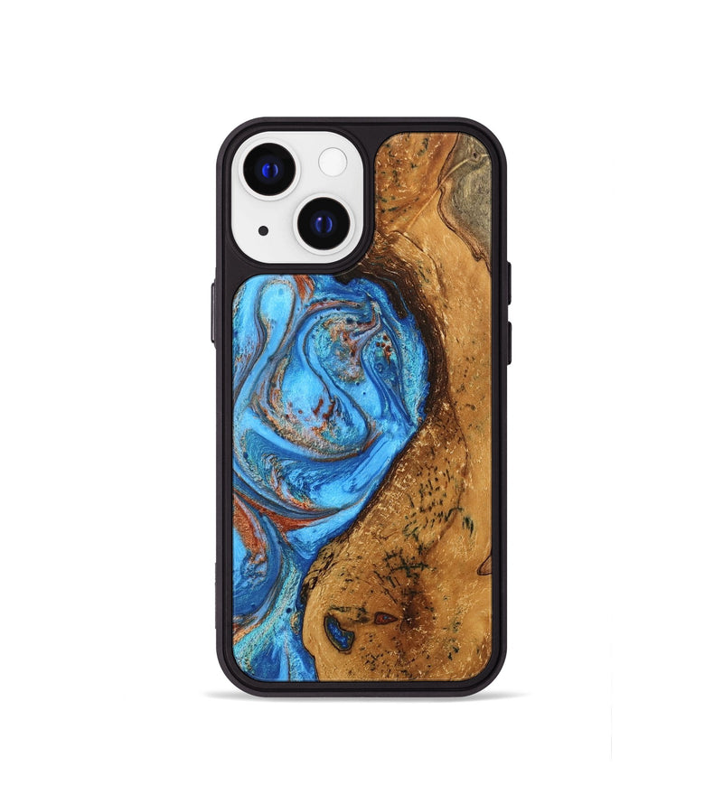 iPhone 13 mini Wood Phone Case - Rocky (Teal & Gold, 746070)