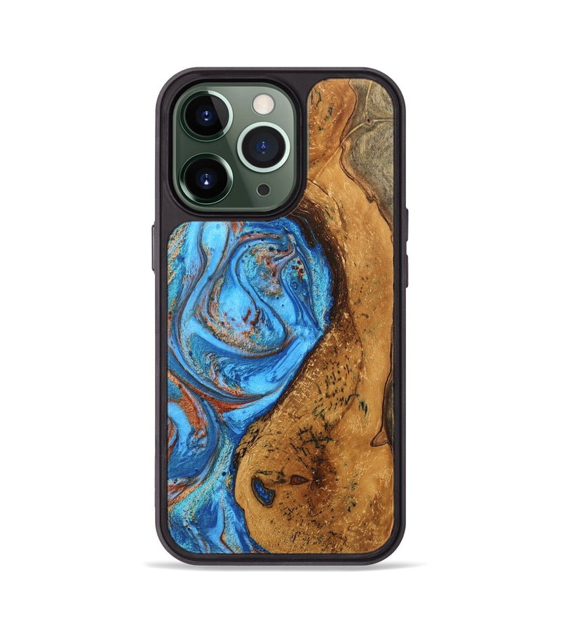 iPhone 13 Pro Wood Phone Case - Rocky (Teal & Gold, 746070)