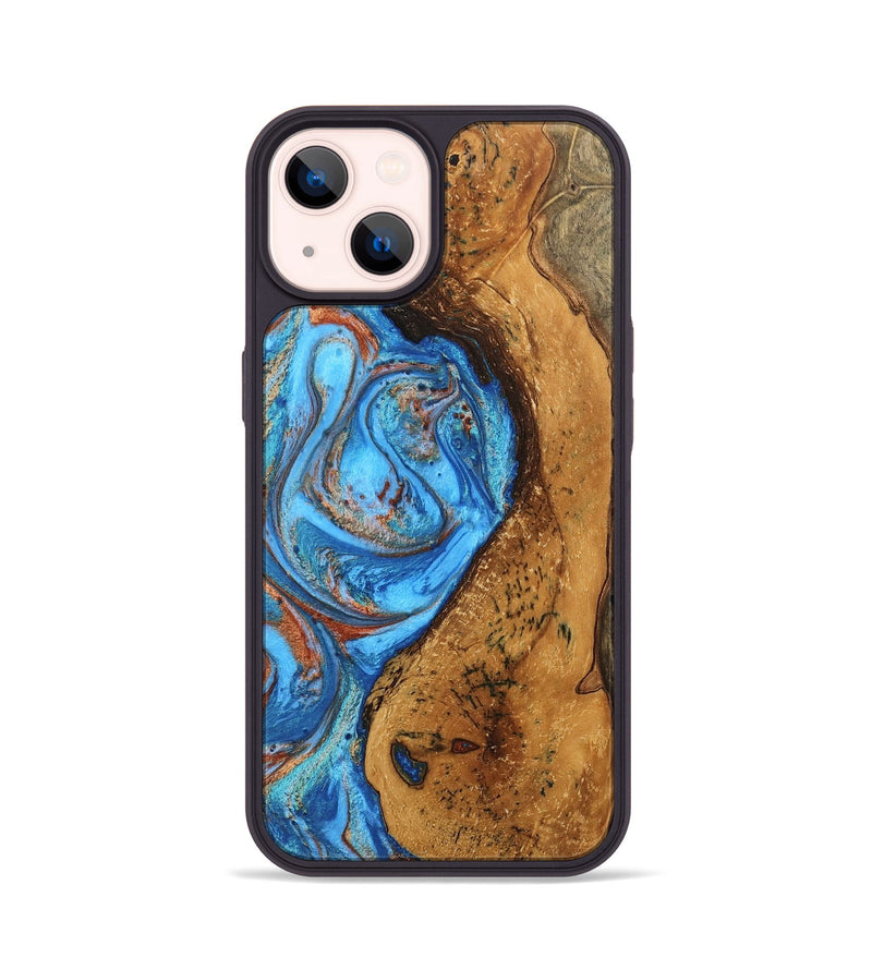 iPhone 14 Wood Phone Case - Rocky (Teal & Gold, 746070)