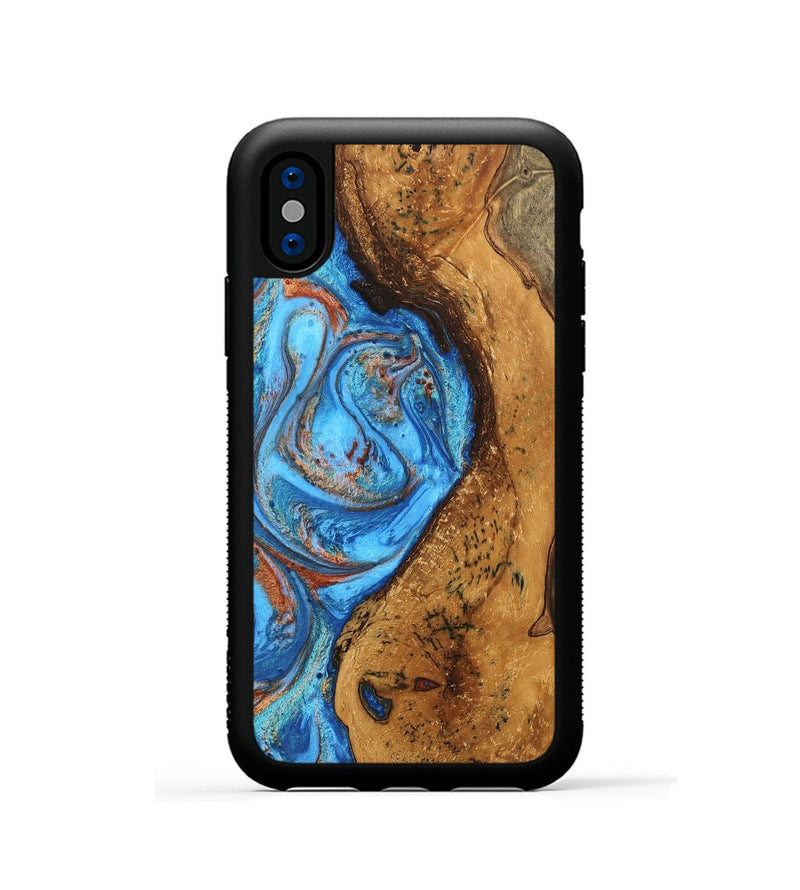 iPhone Xs Wood Phone Case - Rocky (Teal & Gold, 746070)