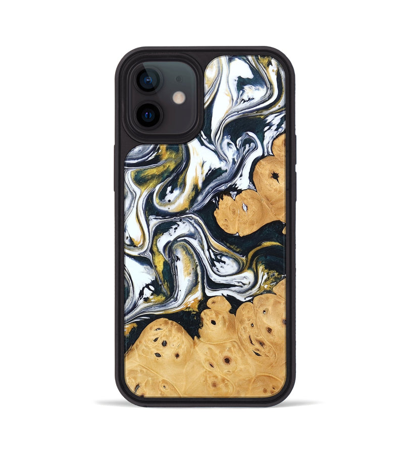 iPhone 12 Wood Phone Case - Elliana (Black & White, 746080)