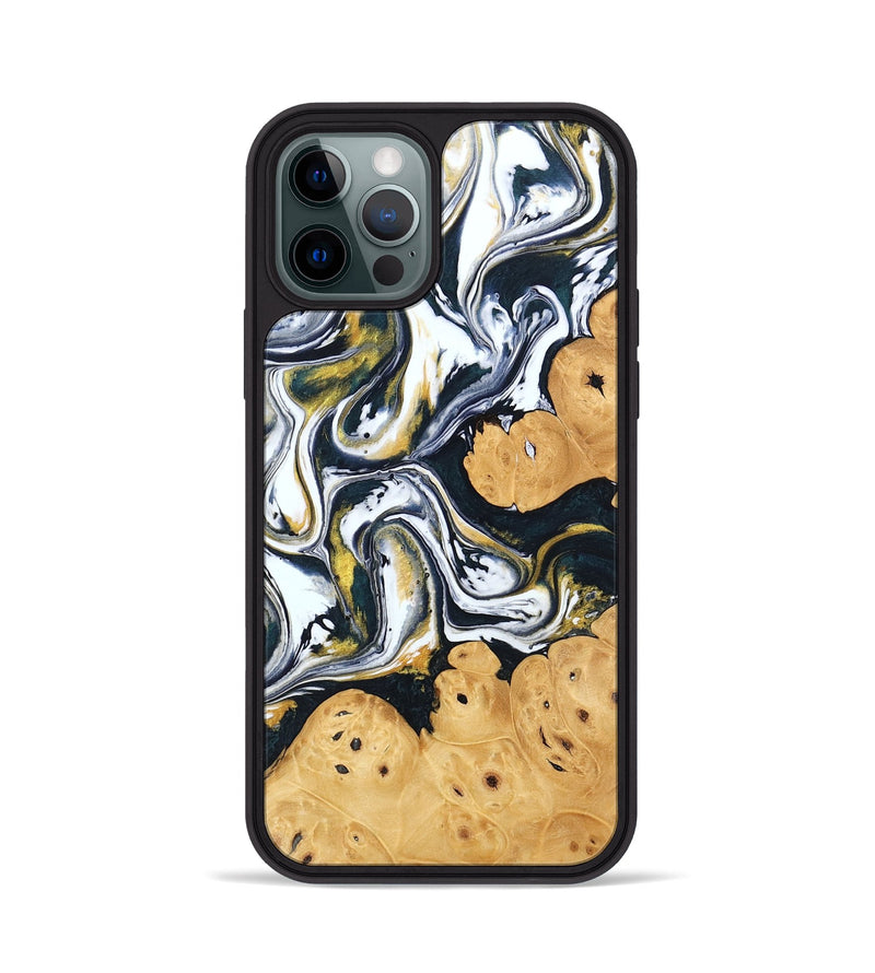 iPhone 12 Pro Wood Phone Case - Elliana (Black & White, 746080)