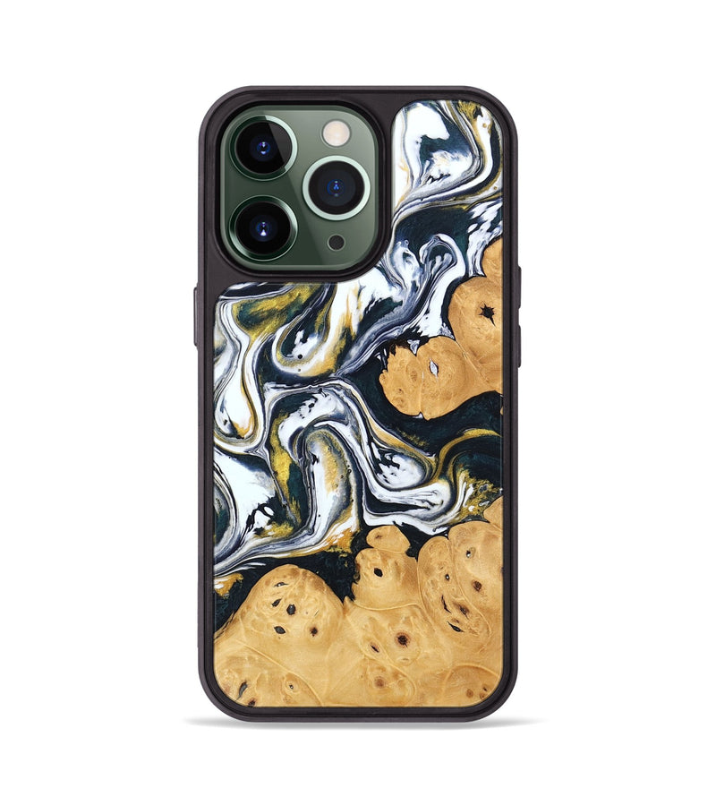 iPhone 13 Pro Wood Phone Case - Elliana (Black & White, 746080)