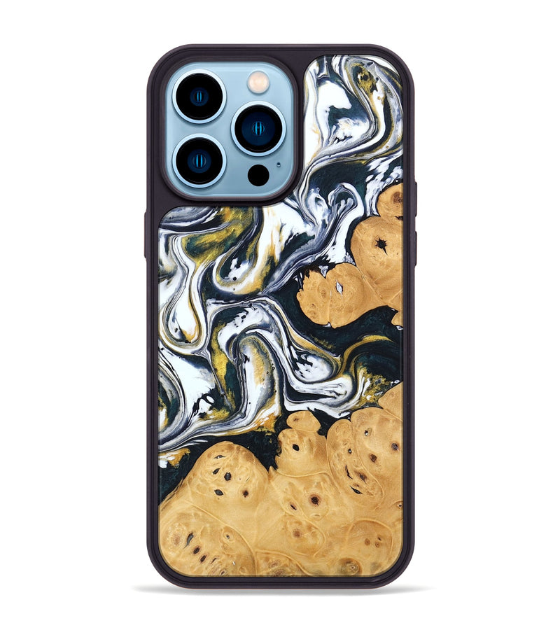 iPhone 14 Pro Max Wood Phone Case - Elliana (Black & White, 746080)