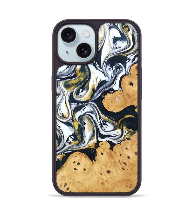 iPhone 15 Wood Phone Case - Elliana (Black & White, 746080)