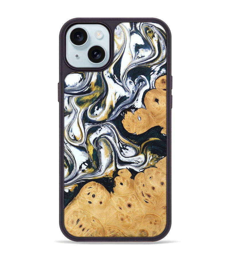 iPhone 15 Plus Wood Phone Case - Elliana (Black & White, 746080)