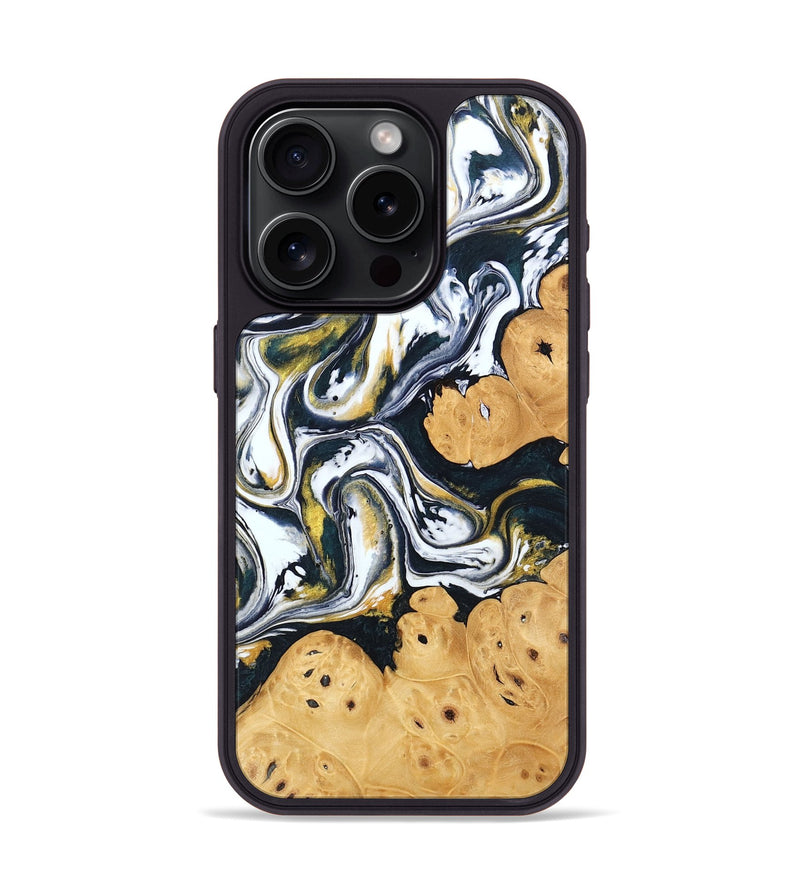 iPhone 15 Pro Wood Phone Case - Elliana (Black & White, 746080)