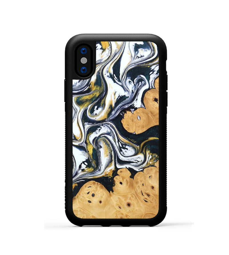 iPhone Xs Wood Phone Case - Elliana (Black & White, 746080)