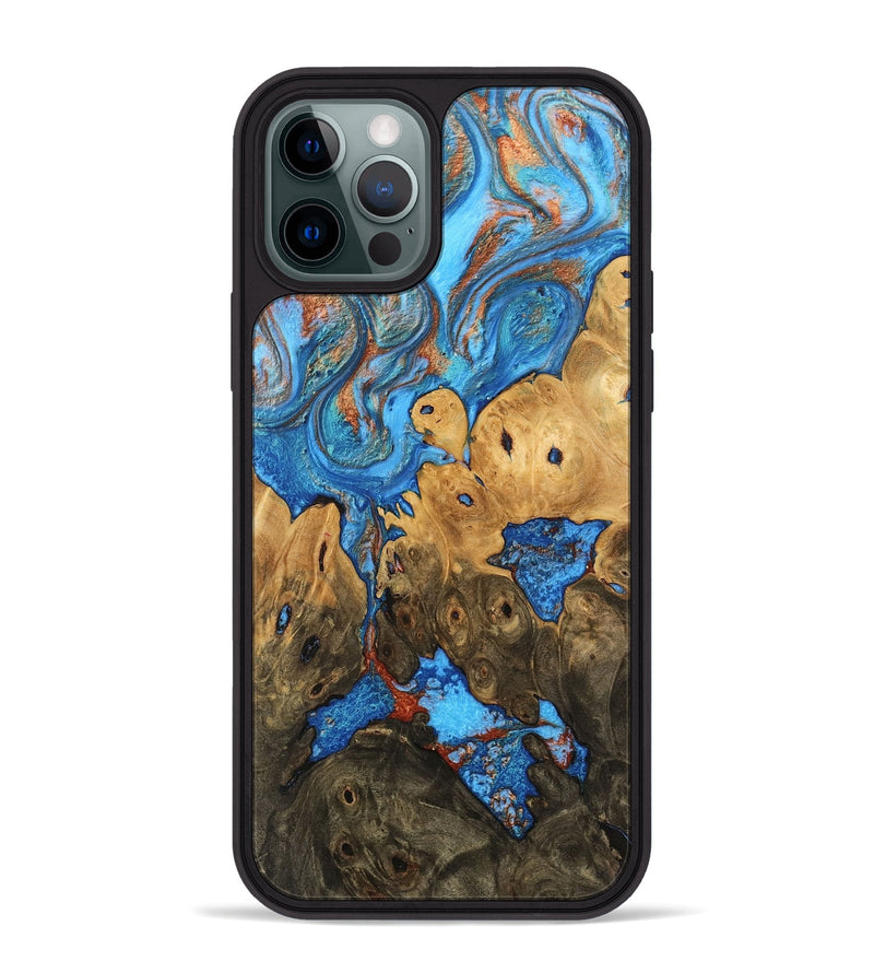 iPhone 12 Pro Max Wood Phone Case - Shanna (Teal & Gold, 746081)