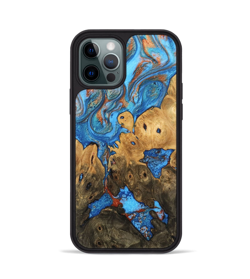 iPhone 12 Pro Wood Phone Case - Shanna (Teal & Gold, 746081)