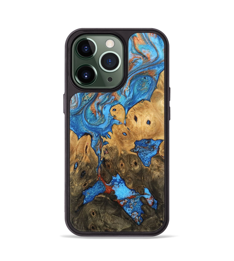 iPhone 13 Pro Wood Phone Case - Shanna (Teal & Gold, 746081)