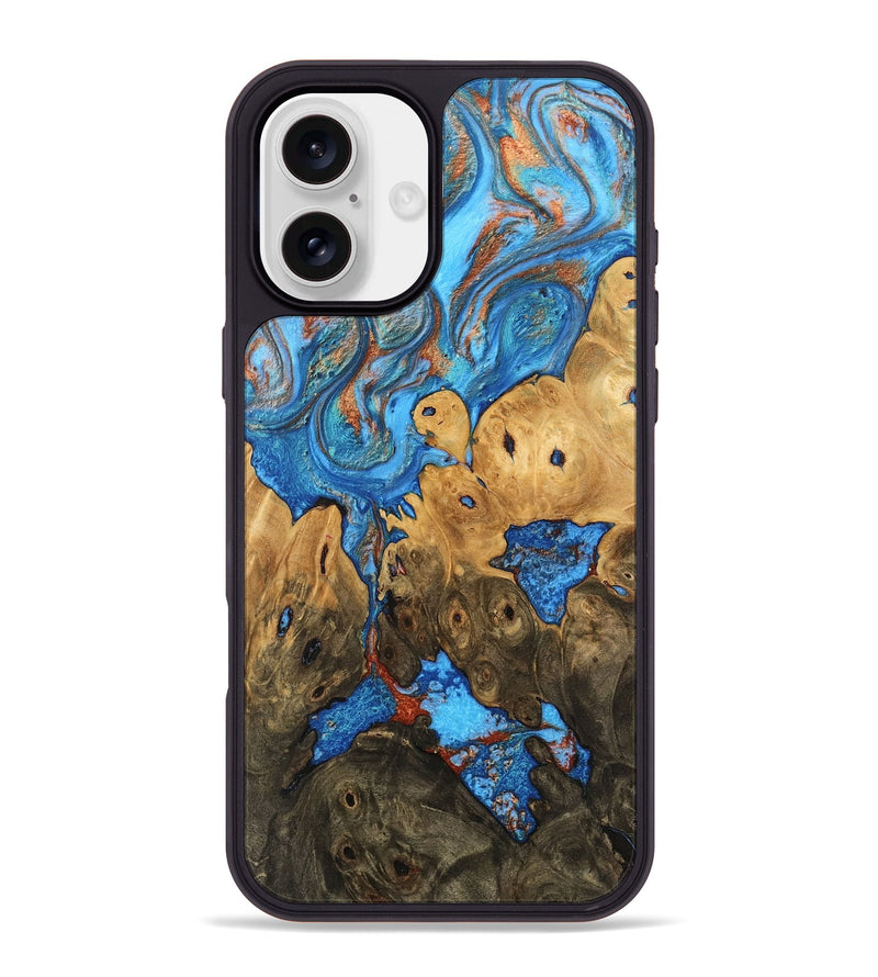 iPhone 16 Plus Wood Phone Case - Shanna (Teal & Gold, 746081)