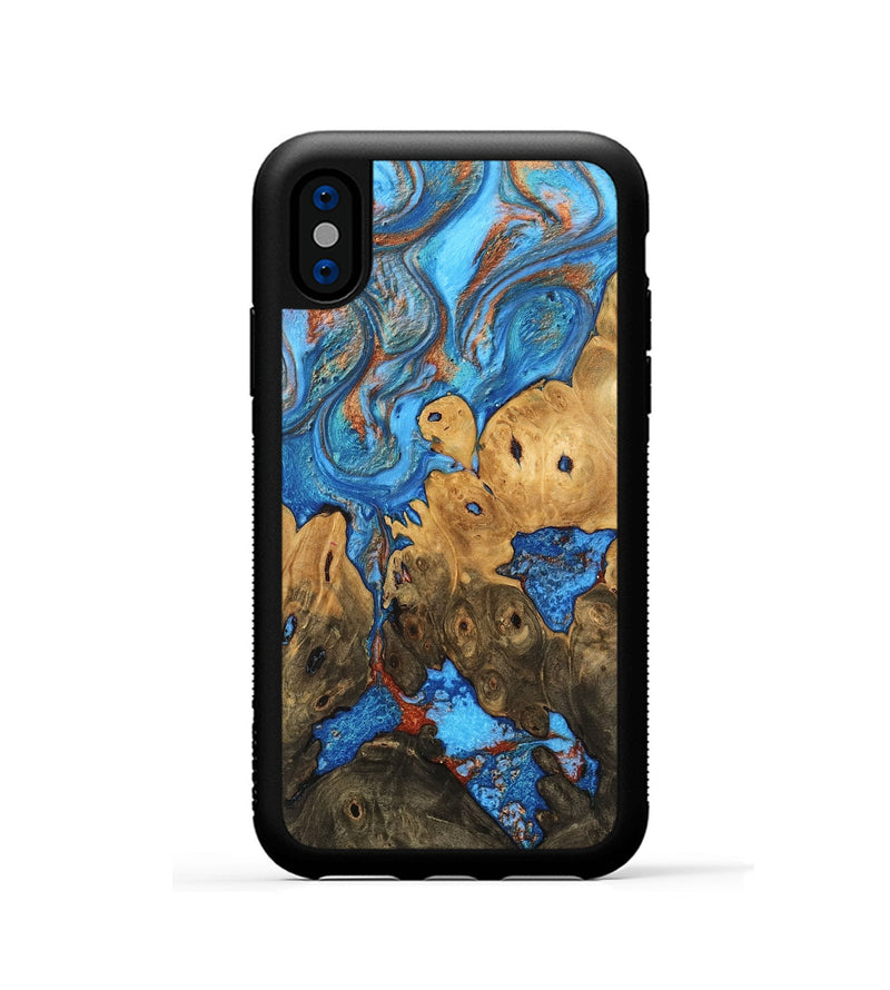 iPhone Xs Wood Phone Case - Shanna (Teal & Gold, 746081)