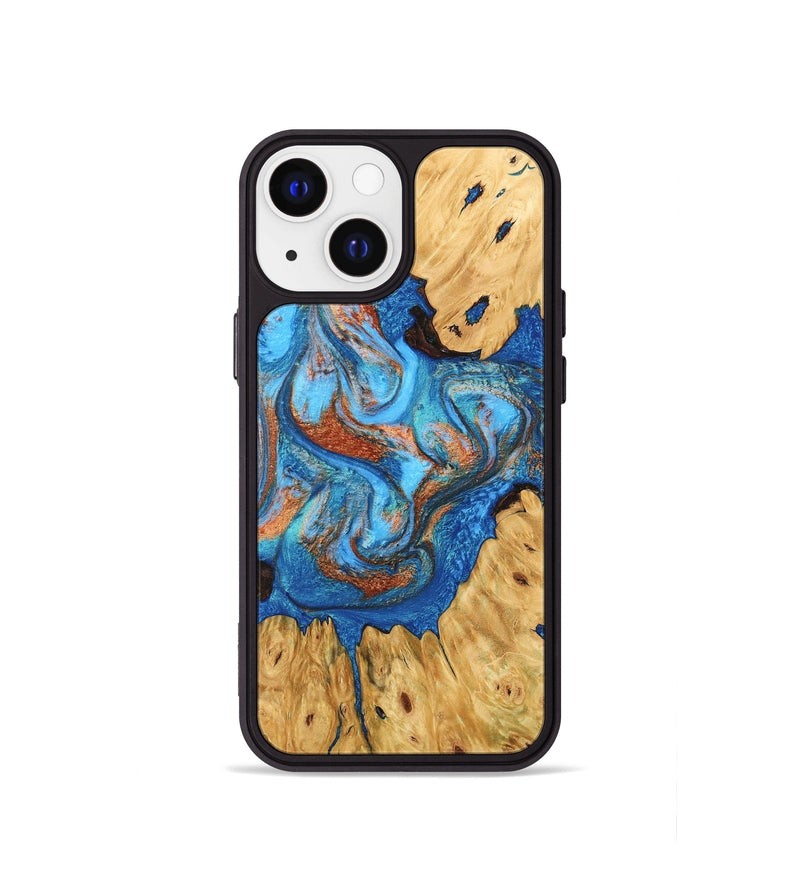 iPhone 13 mini Wood Phone Case - Hosea (Teal & Gold, 746083)