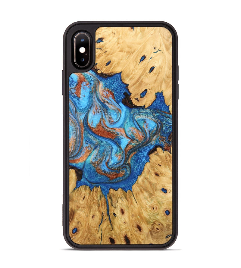 iPhone Xs Max Wood Phone Case - Hosea (Teal & Gold, 746083)