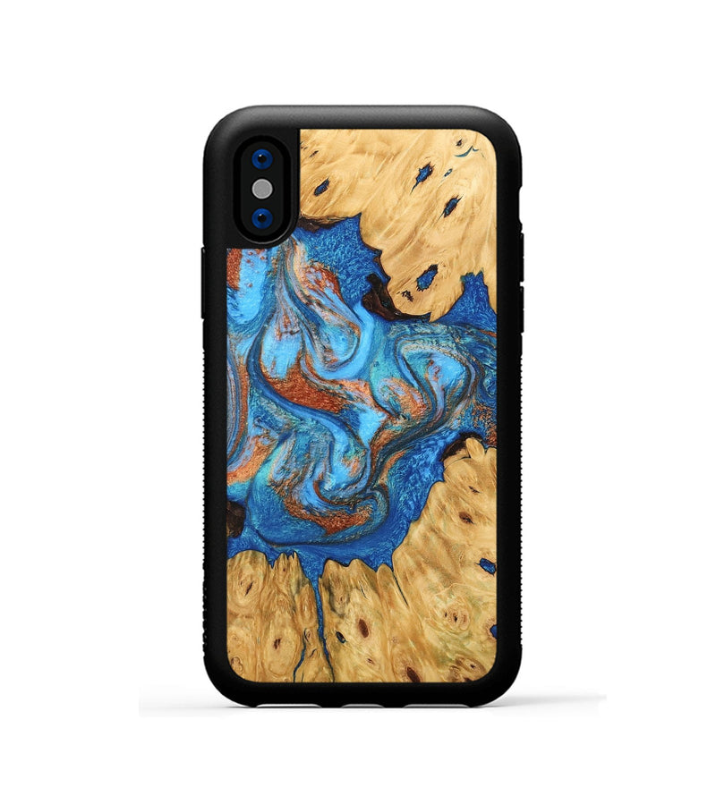 iPhone Xs Wood Phone Case - Hosea (Teal & Gold, 746083)