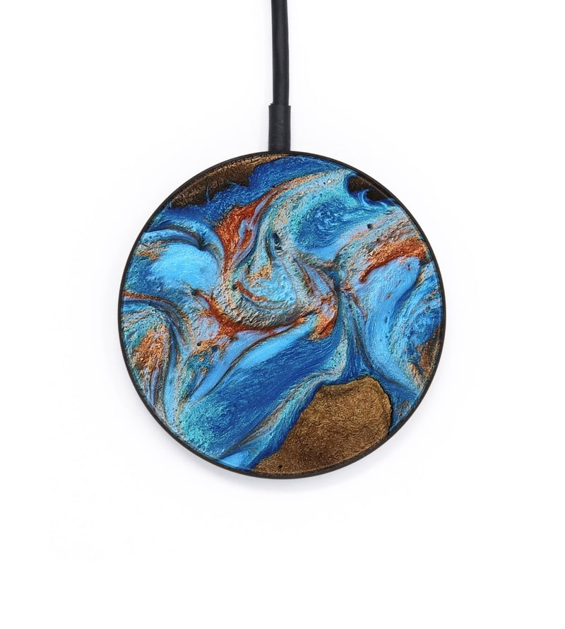 Circle Wood Wireless Charger - Kinsley (Teal & Gold, 746084)