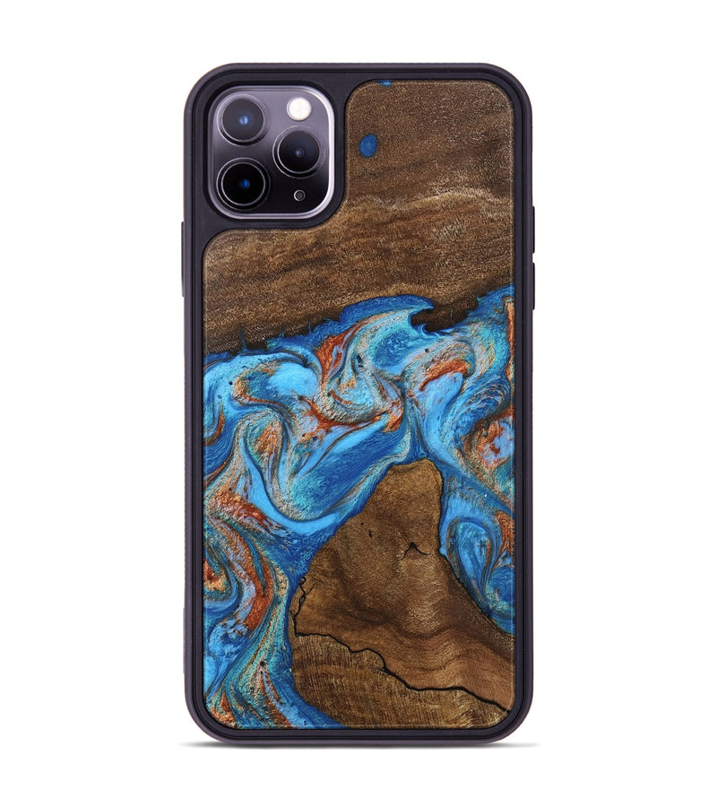 iPhone 11 Pro Max Wood Phone Case - Kinsley (Teal & Gold, 746084)