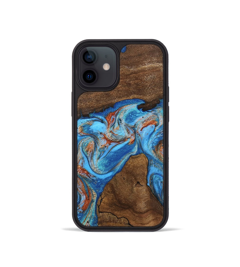 iPhone 12 mini Wood Phone Case - Kinsley (Teal & Gold, 746084)