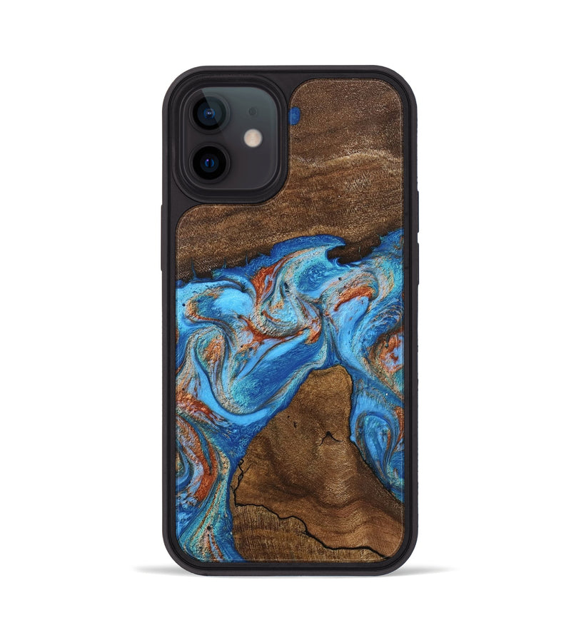 iPhone 12 Wood Phone Case - Kinsley (Teal & Gold, 746084)