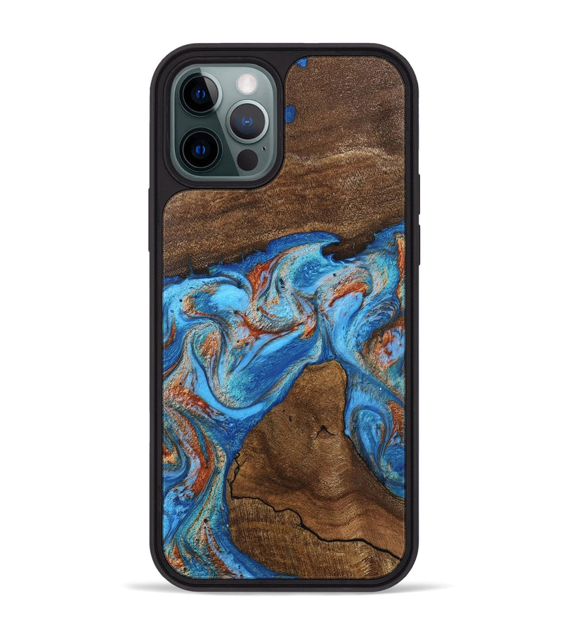 iPhone 12 Pro Max Wood Phone Case - Kinsley (Teal & Gold, 746084)