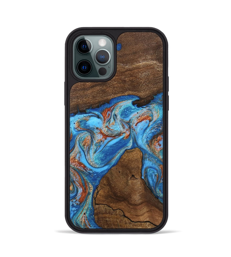 iPhone 12 Pro Wood Phone Case - Kinsley (Teal & Gold, 746084)