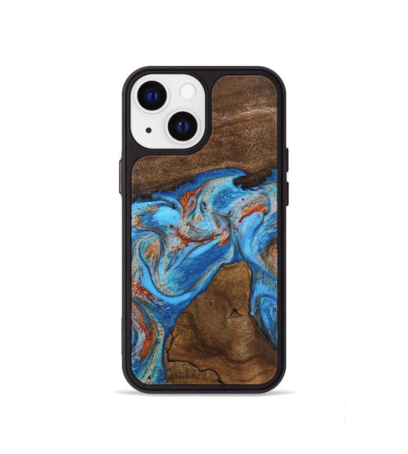 iPhone 13 mini Wood Phone Case - Kinsley (Teal & Gold, 746084)