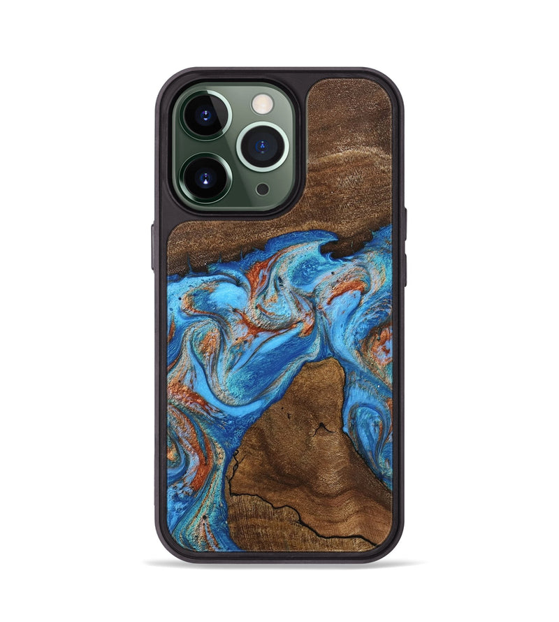 iPhone 13 Pro Wood Phone Case - Kinsley (Teal & Gold, 746084)