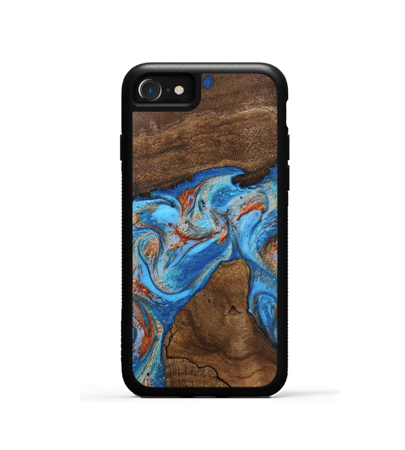 iPhone SE Wood Phone Case - Kinsley (Teal & Gold, 746084)