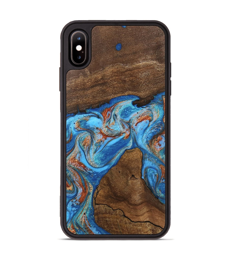 iPhone Xs Max Wood Phone Case - Kinsley (Teal & Gold, 746084)