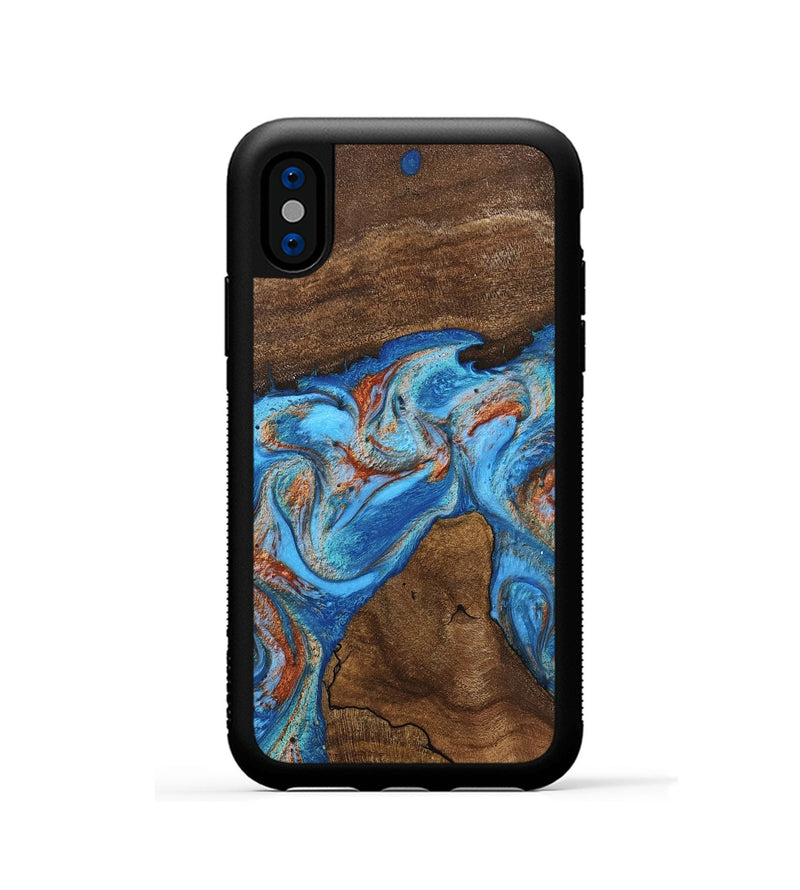 iPhone Xs Wood Phone Case - Kinsley (Teal & Gold, 746084)