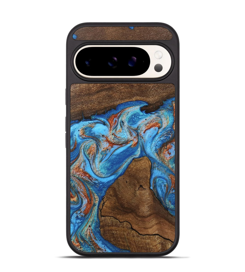 Pixel 9 Wood Phone Case - Kinsley (Teal & Gold, 746084)