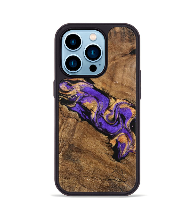 iPhone 14 Pro Wood Phone Case - Irene (Purple, 746087)