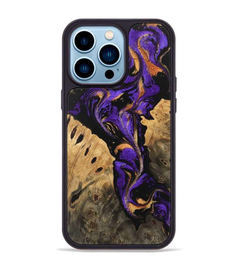 iPhone 14 Pro Max Wood Phone Case - Jazlene (Purple, 746088)